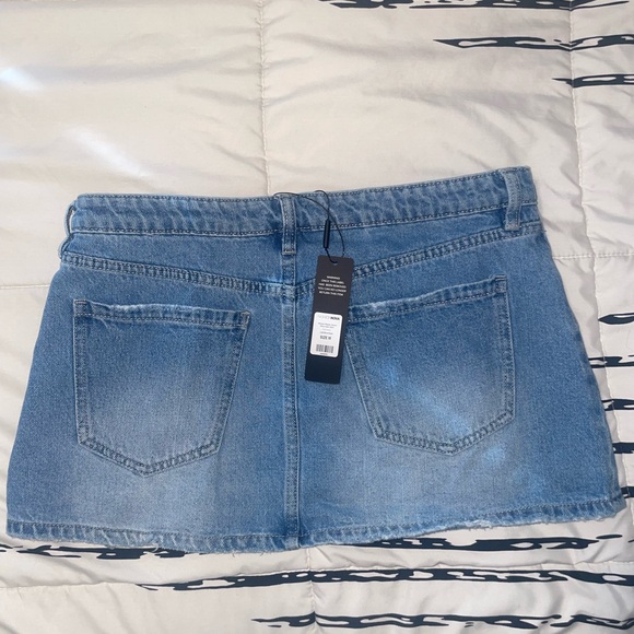 Denim Micro Mini Skirt - Light Blue Wash - Picture 2 of 4